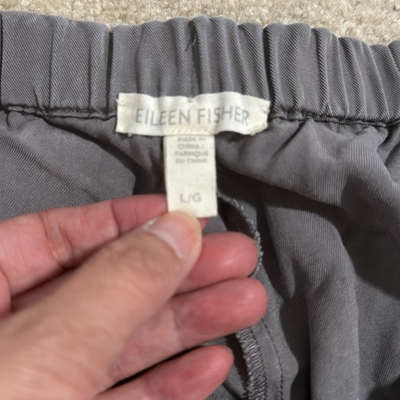 Eileen Fisher Tencel Pull On Slouchy Tapered Ankle Pants Gray Beachy-Large - Picture 9 of 10